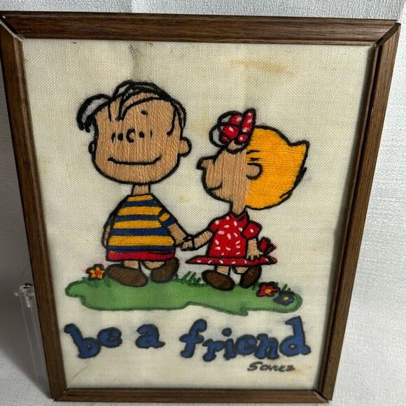 Peanuts: Linus & Sally "be a friend" Wall decor VINTAGE‎ 1970's